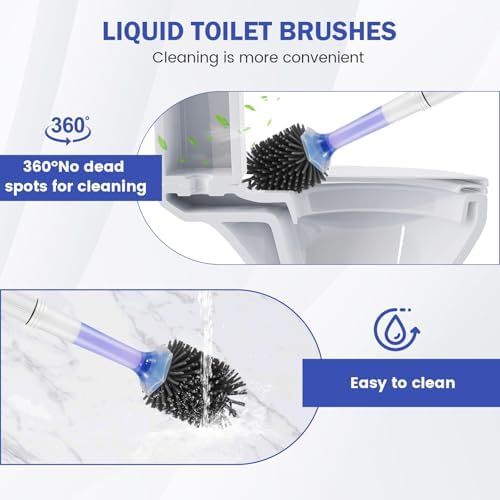 MABCIRY Toilet Brush with Refillable Handle Dispenser