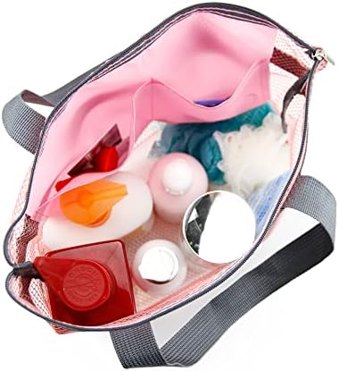 TOPASION Mesh Shower Caddy Bag - Portable Toiletry Organizer with Zipper for Travel and Gym