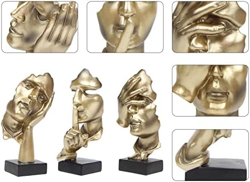 3 Pcs Thinker Statue Silence is Gold Modern Resin Decor