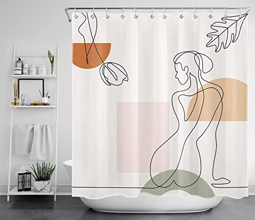 HVEST Modern Abstract Shower Curtain Set with Hooks 1