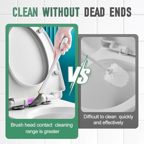 Modern Flexible Silicone Toilet Brush with Holder Green