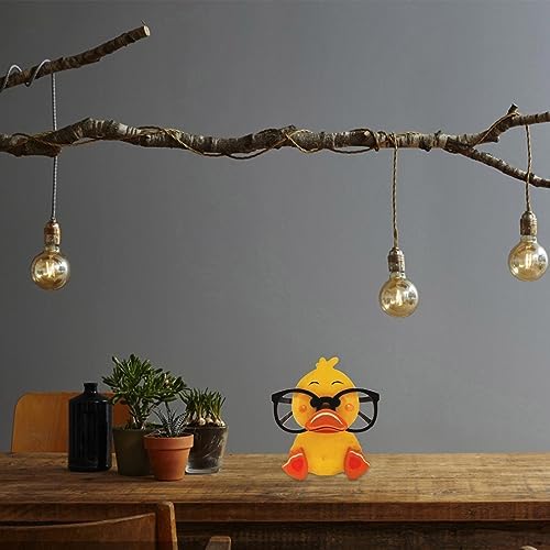 Small Statue Collectible Figurines - Cute Resin Animal Glasses Frame Sculptures for Home Office Decor