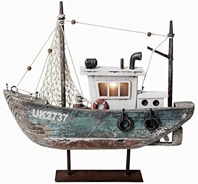 Aecipl Wooden Sailboat Model with LED Light - Nautical Decor Ornament