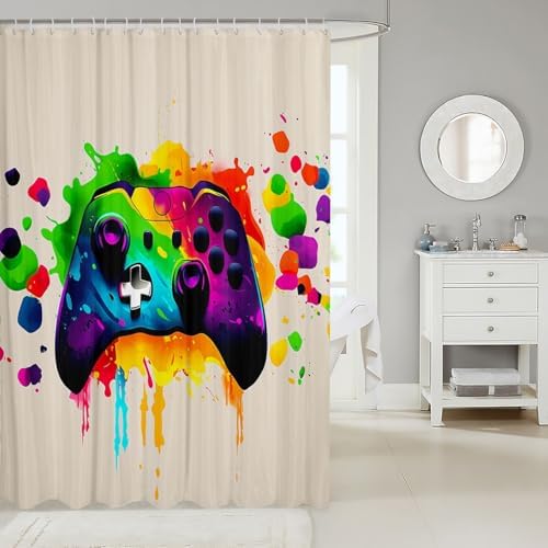 Feelyou Gamer Shower Curtain Set 72x72 Beige