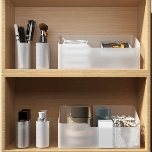2 Pack Clear Makeup Organizer with 4 Compartments