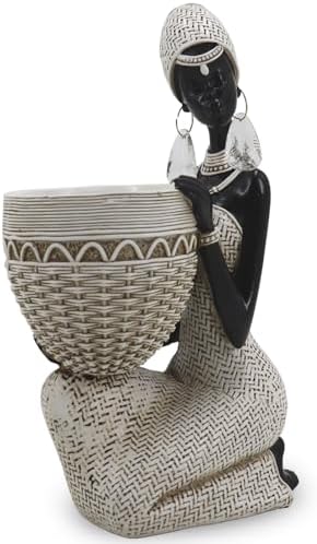 Handmade White Tribal Woman Sculpture with Crystal Earrings