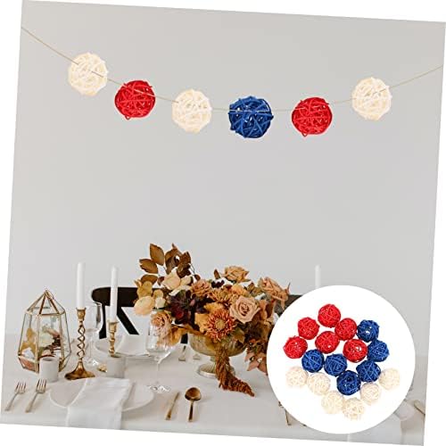 18pcs Rattan Decorative Balls for 4th of July Centerpieces
