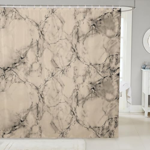 Jejeloiu Beige Marble Shower Curtain Set 72x78