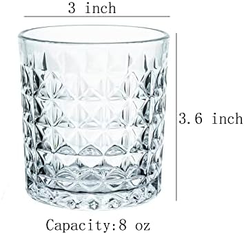 Gaolinci 2 Pcs Diamond Embossed Clear Glass Mouthwash Cups