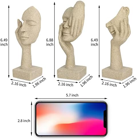 3 Pcs Thinker Statue Modern Home Resin Sculptures