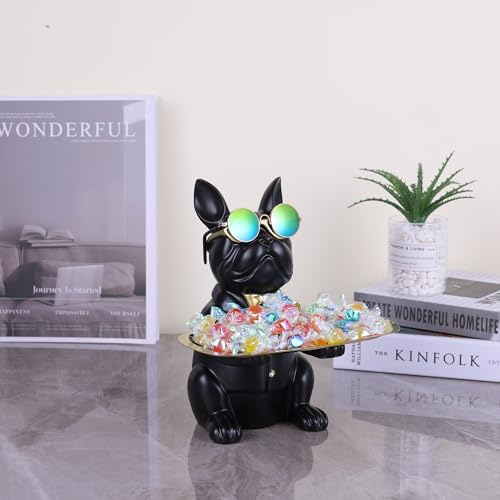 French Bulldog Resin Statue Key Holder Tray Decor
