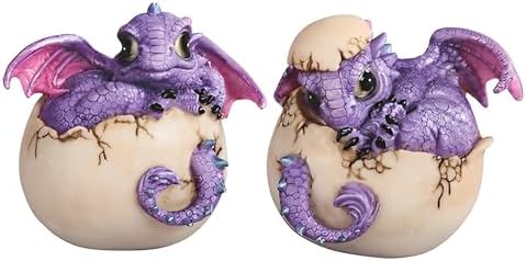 ICE ARMOR Purple Dragon Baby in Egg Fantasy Figurine Set