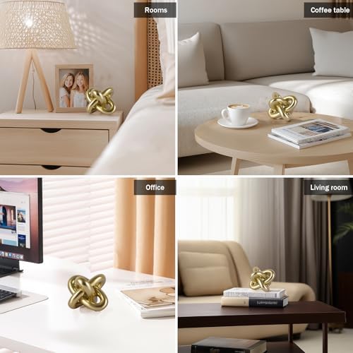 Golden Knot Sculpture Set 3 Piece Resin Home Decor