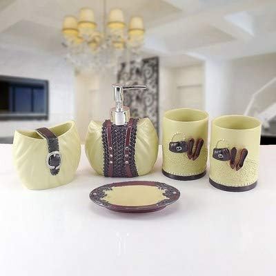YHSGY 5Pcs Set Resin Lily Dispensers Bathroom Accessories 1