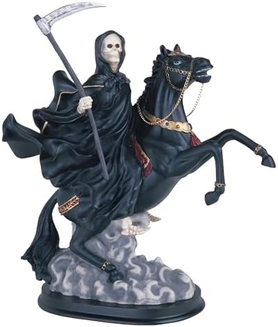 ICE ARMOR 12 Inch Black Horse Riding Santa Muerte Statue