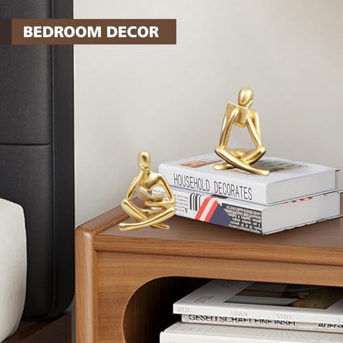 Reading Thinker Statue Set of 2 Modern Abstract Art Decor