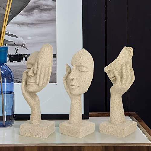 3 Pcs Thinker Statue Modern Home Resin Sculptures