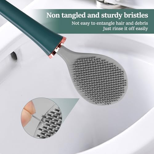 3Pcs ABS Shell Toilet Brush with Wall Mount Holder and Flexible Bristles