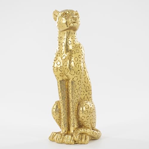 Gold Cheetah Statue Resin Handmade Home Decor