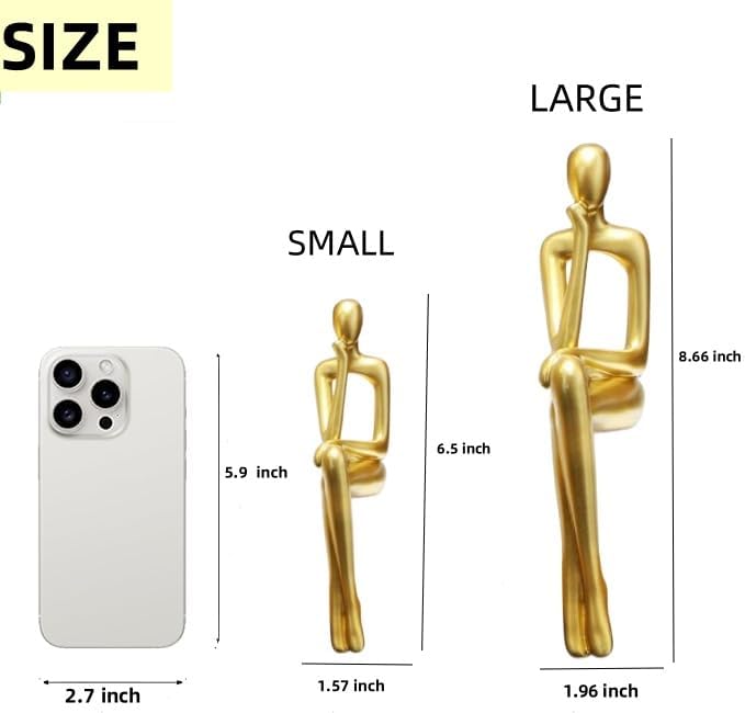 Gold Thinker Statue Accents Set of 3