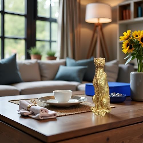 Gold Cheetah Statue Resin Handmade Home Decor