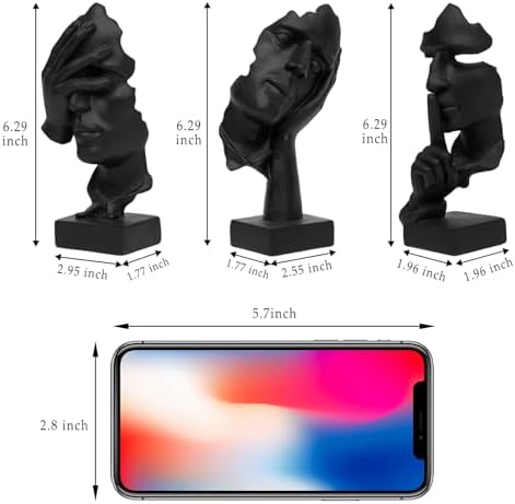 Abboxoo 3 Pcs Thinker Statue Set Modern Minimalist Resin Sculptures for Living Room Home Office