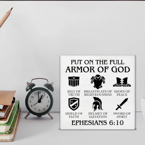 Christian Armor of God Wood Box Sign 5x5 Inches