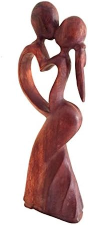 OMA Romantic Kissing Couple Wooden Statue