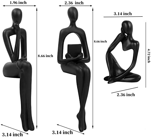 Prettidecor Thinker Statue Set of 3 Modern Abstract Resin Decor