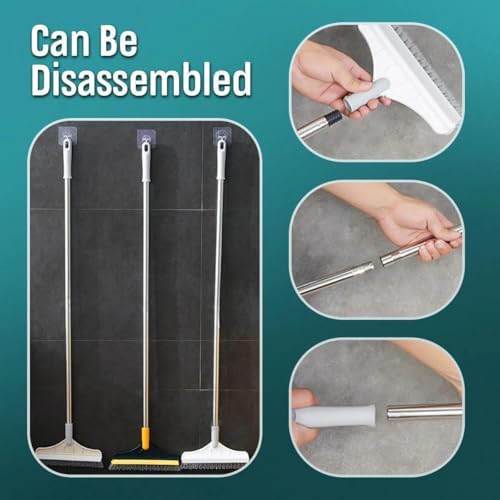 3-in-1 Rotating Floor Scrub Brush with Squeegee