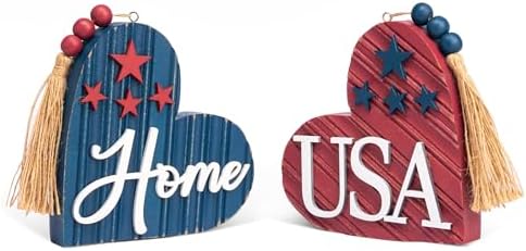 Valery Madelyn 4th of July Decor Heart Centerpieces 2 Pcs