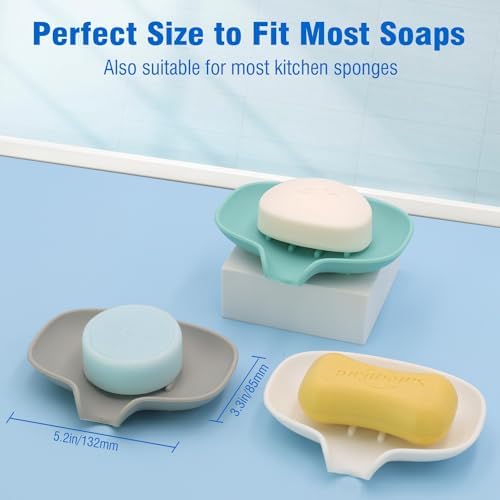 3 Pack Silicone Soap Dish with Drain