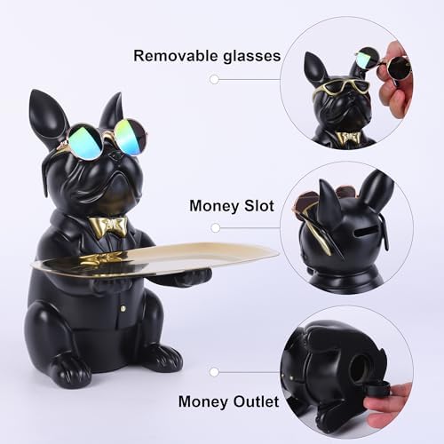 French Bulldog Resin Statue Key Holder Tray Decor