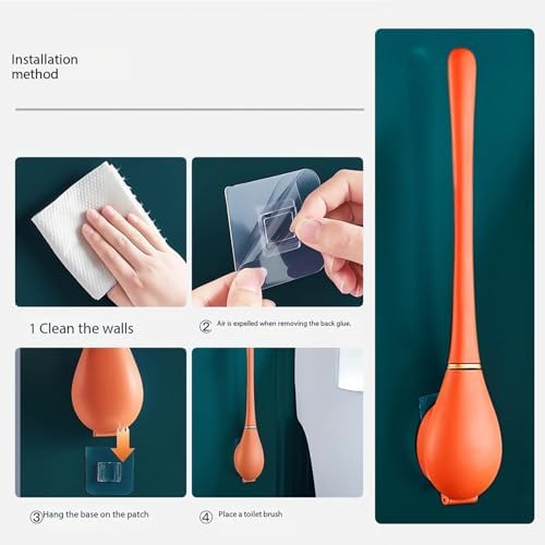 MAYLOR Wall Mounted Toilet Brush Set with Holder Flexible Silicone Head Drip-Free Design White