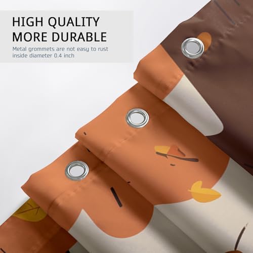 Fall Cute Kid Shower Curtain Set 72 Inch Beige