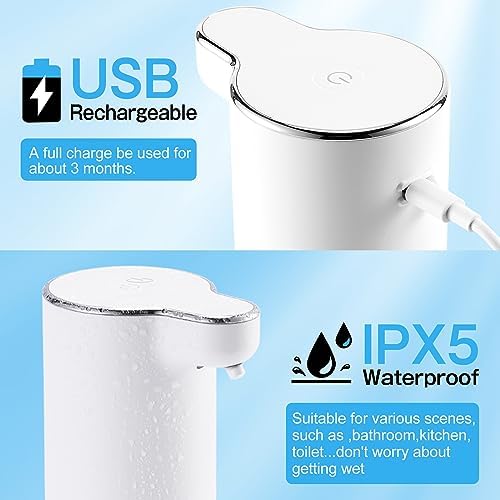 Touchless Foaming Soap Dispenser with Rechargeable USB Wall Mount White