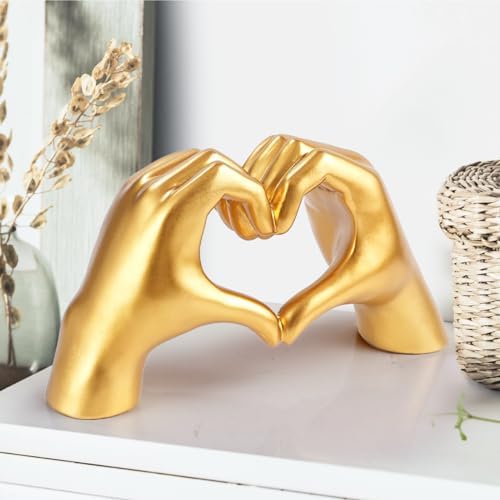 Gold Heart Hand Sculpture Home Decor Art