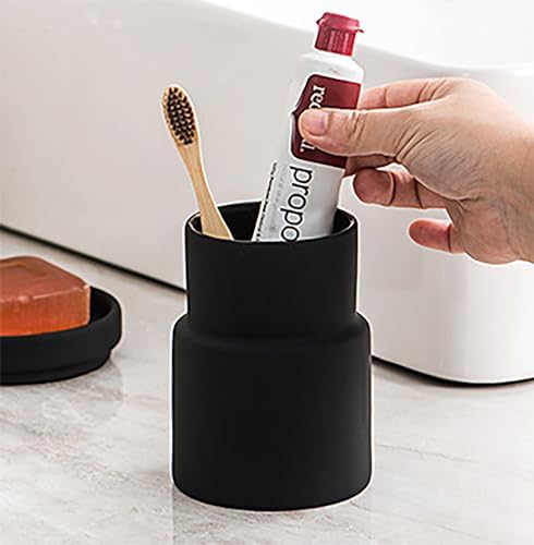Modern Matte Ceramic Toothbrush Holder Black