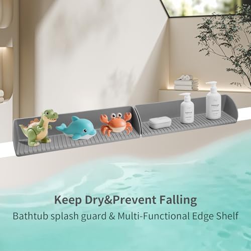 BUQ Splash Guard for Bathtub - 4 Suction Cups Gray 1 Pack