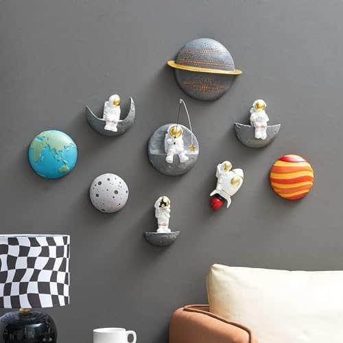FJS Astronaut Wall Decor Set of 5 3D Space Art