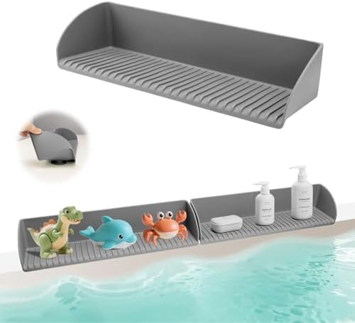 BUQ Splash Guard for Bathtub - 4 Suction Cups Gray 1 Pack