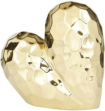 Deco 79 Gold Porcelain Heart Sculpture 8x3x8