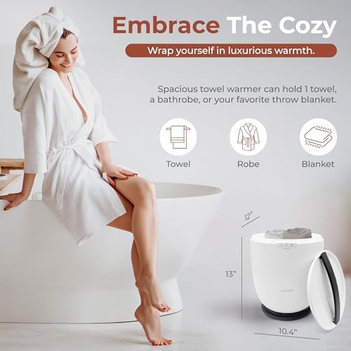 SereneLife Counter Towel Warmer with Custom Fragrance - 12L Bucket Auto Shut Off Fits Large Towels Bathrobes