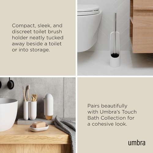 Umbra Touch Toilet Brush with Hideaway Holder - Durable Sleek