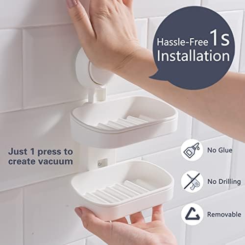 TAILI Double Layer Soap Holder Suction Cup Design for Bathroom and Kitchen