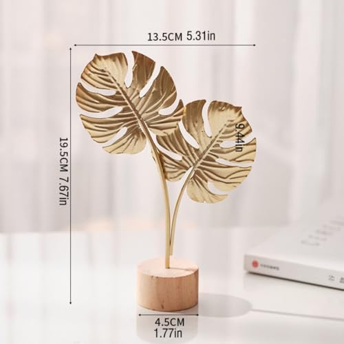 Golden Leaf Table Sculpture for Home Decor
