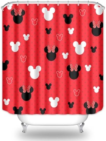 BIYSUC Cartoon Mouse Head Shower Curtain with 12 Hooks 1