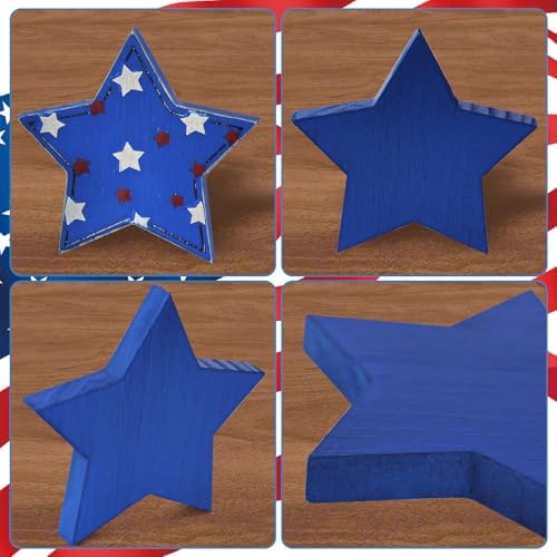 PICTTY 4th of July Stars Decor 3PC Wooden Set