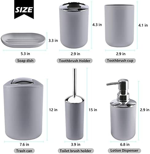 Papillon 6 Piece Bathroom Accessory Set Gray