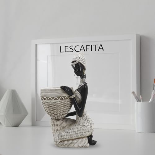 Handmade White Tribal Woman Sculpture with Crystal Earrings